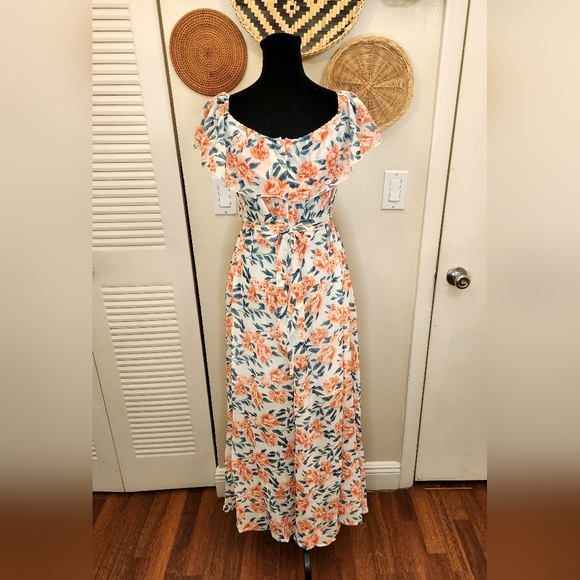 LAST ONE! Off The Shoulder Floral Maxi Dress - Picture 12 of 12